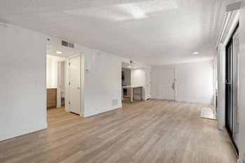 Empty large living room with sliding door
